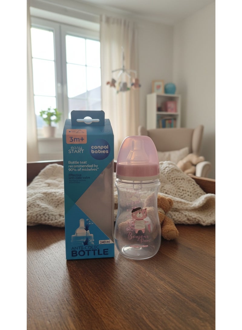 كانبول بيبز زجاجه رضاعة كانبول بيبيز إيزى ستارت المضادة للمغص | تصميم بونجور باريس | 240 مل | من عمر 3 شهور فأكثر | خالية من مادة BPA | حلمة سيليكون ناعمة | تدفق طبيعي للحليب - Image 5