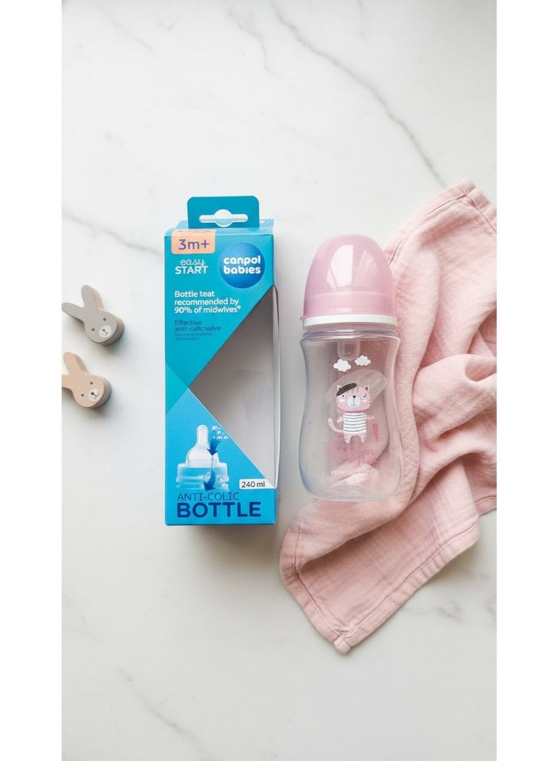 كانبول بيبز زجاجه رضاعة كانبول بيبيز إيزى ستارت المضادة للمغص | تصميم بونجور باريس | 240 مل | من عمر 3 شهور فأكثر | خالية من مادة BPA | حلمة سيليكون ناعمة | تدفق طبيعي للحليب - Image 3
