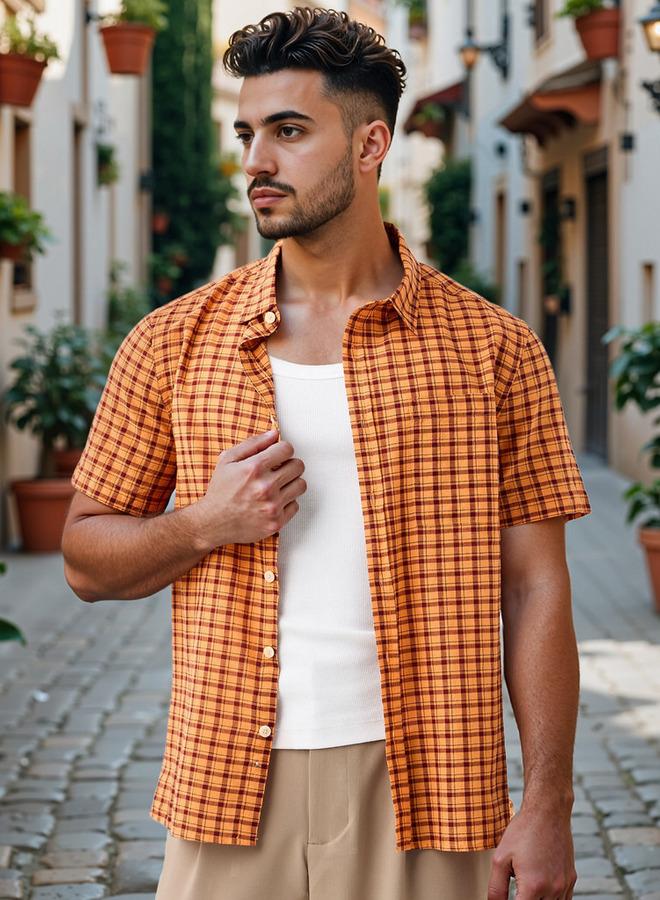 Lee Cooper Regular Fit Checked Collared Shirt with Chest Pocket - Image 1