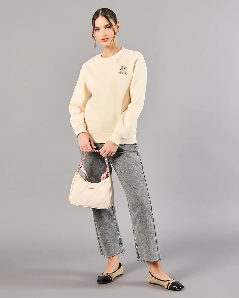 Redtag Women Beige Printed Sweatshirt