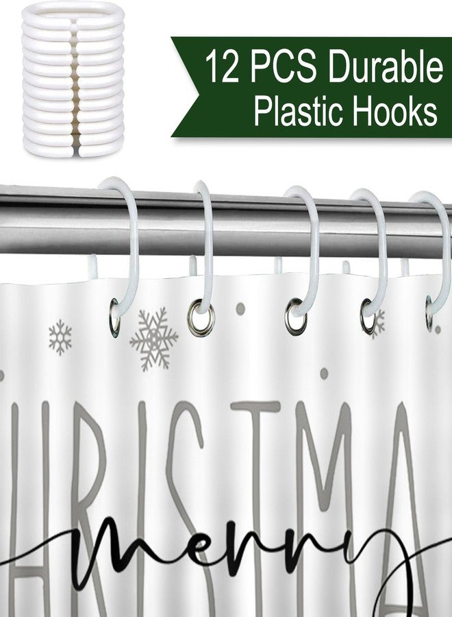 Mocsicka Winter Pine Tree Shower Curtain Winter Forest Scene Christmas Snowflake Bathroom Shower Curtain Waterproof Fabric Shower Curtains Bathtub Decor with 12 Hooks 72 X 72 Inches - Image 4