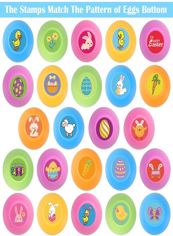 Yafeite Easter Eggs Kids Easter Basket Stuffers - 24Pack Self Inking Stamps with Easter Tattoos for Kids, Plastic Easter Eggs Toys And Treats for Kids, Easter Stuff for Easter Decorations, Gifts, Party Favors - Image 2