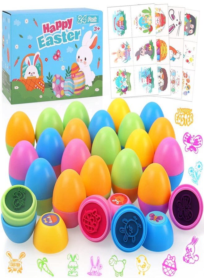 Yafeite Easter Eggs Kids Easter Basket Stuffers - 24Pack Self Inking Stamps with Easter Tattoos for Kids, Plastic Easter Eggs Toys And Treats for Kids, Easter Stuff for Easter Decorations, Gifts, Party Favors - Image 1