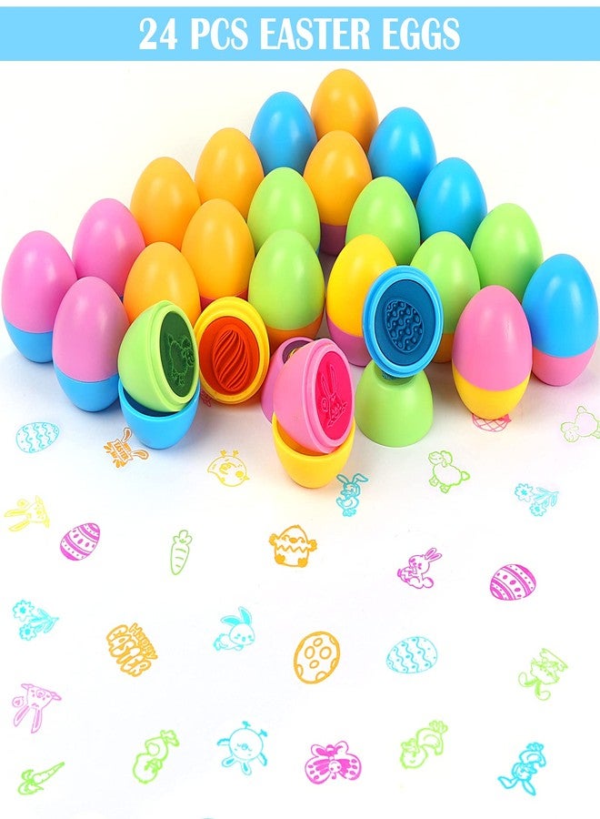 Yafeite Easter Eggs Kids Easter Basket Stuffers - 24Pack Self Inking Stamps with Easter Tattoos for Kids, Plastic Easter Eggs Toys And Treats for Kids, Easter Stuff for Easter Decorations, Gifts, Party Favors - Image 4