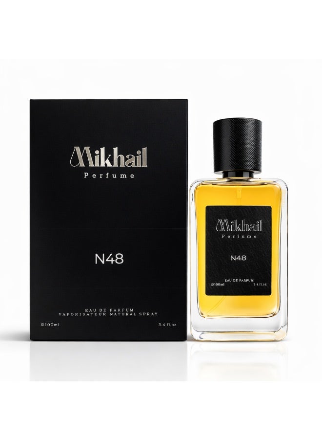 MIKHAIL N48 by Mikhail – 100ml Oriental Woody Male Perfume | Elegant & Captivating Fragrance for Men and Women | Long-Lasting Perfume for All Occasions | Sophisticated & Mesmerizing Scent - Image 2