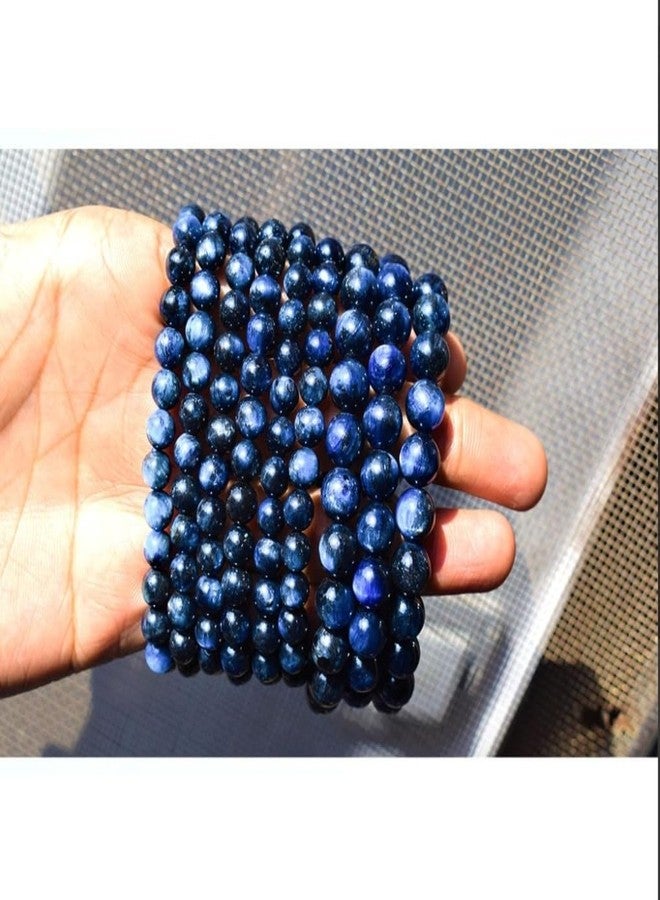 Agatesvibe سوار من الكريستال الكيانيت الأزرق الطبيعي من أغاتسفايب للرجال والنساء - خرز من الأحجار الكريمة العلاجية 8 مم للصفاء الذهني والتفكير المنطقي والتواصل وحل النزاعات، سوار طاقة شاكرا ريكي قابل للتمدد (عبوة من قطعة واحدة) - Image 5