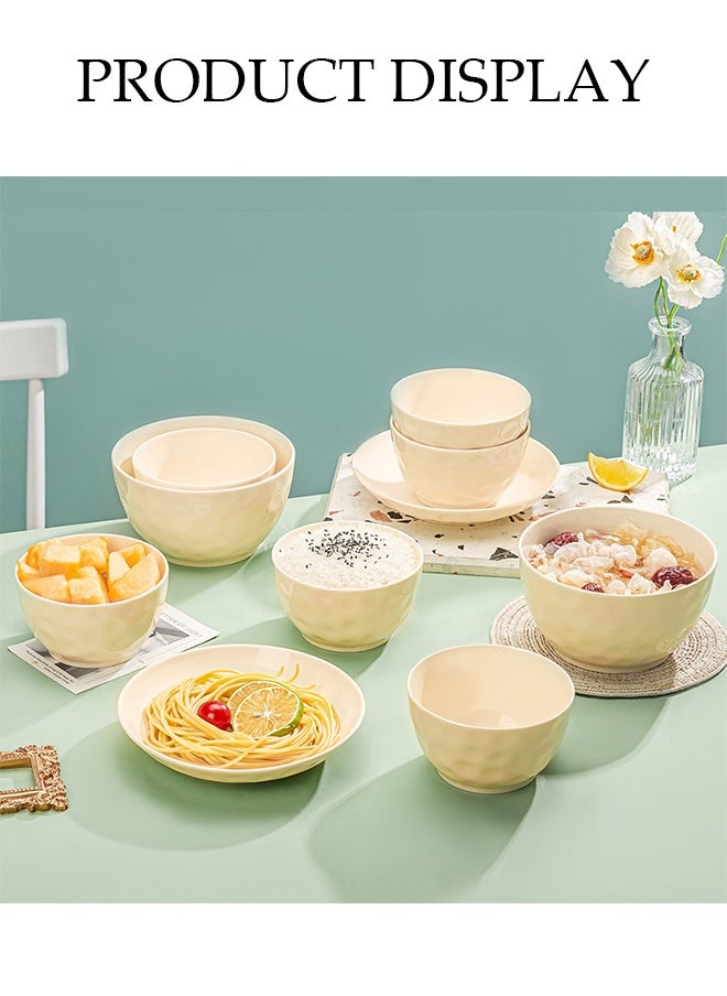 DUNISO 8-Piece Yellow Ceramic Bowl And Plate Set, Microwave Safe, Sauce Plate, Dipping Sauce Bowl, Serving Bowl, Stackable, Suitable For Dessert, Appetizer, Ketchup, Salad, Sushi, Noodles, Soup,Crockery Tableware Set，Ceramic Tableware  - Image 5