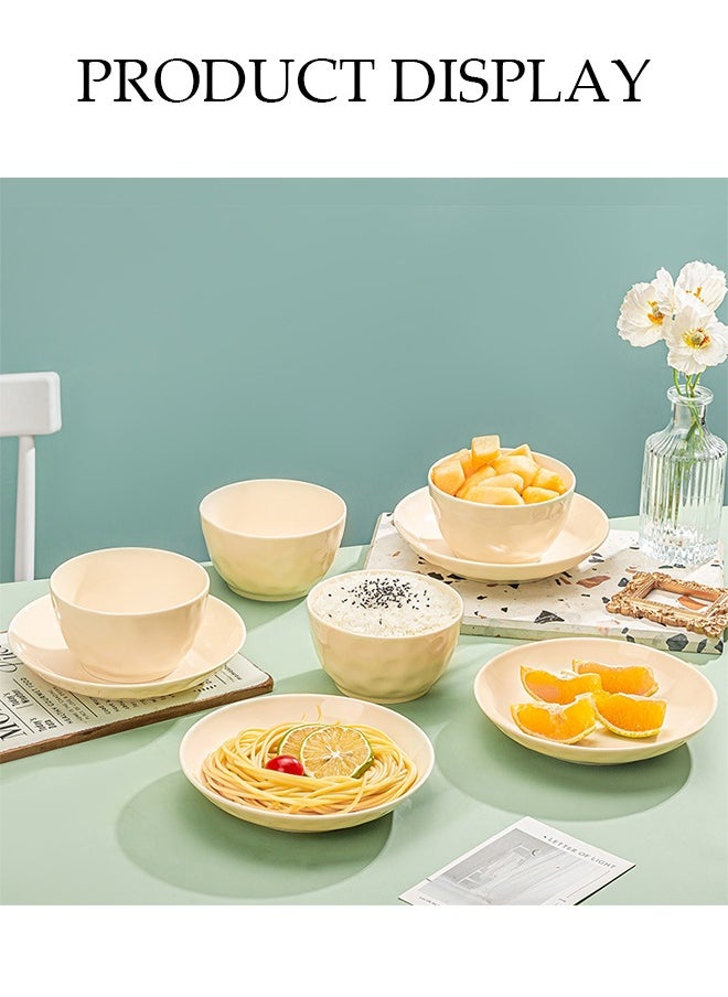 DUNISO 8-Piece Yellow Ceramic Bowl And Plate Set, Microwave Safe, Sauce Plate, Dipping Sauce Bowl, Serving Bowl, Stackable, Suitable For Dessert, Appetizer, Ketchup, Salad, Sushi, Noodles, Soup,Crockery Tableware Set，Ceramic Tableware  - Image 4
