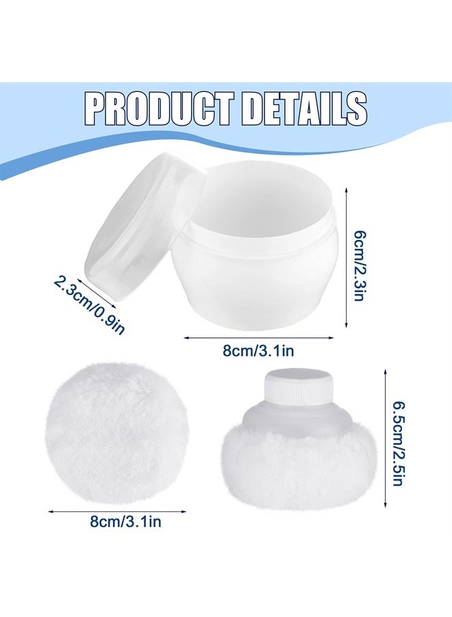 Cunhill 2 Sets Body Powder Container After Bath Baby Powder Case Fluffy Puff Kit Baby Body Care Powder Box Cosmetic Bath Powder Container Puff with a Large Handle Powder Puff Box for Home Travel - Image 2
