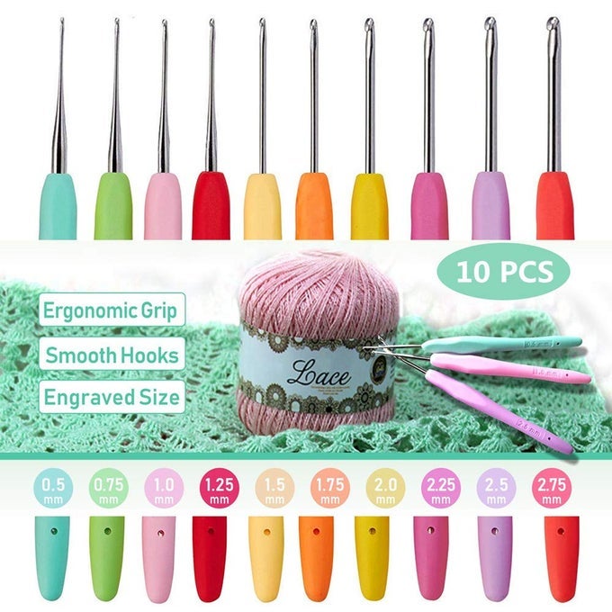 10PCS SMALL SIZE LACE CROCHET HOOKS 05275MM SMALL ERGONOMIC CROCHET HOOKS SET FOR THREAD