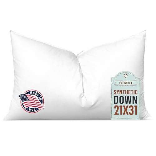 Pillowflex Synthetic Down Pillow Insert - 21x31 Down Alternative Pillow, Ultra Soft Oversized Queen Bed Sleeping Pillow, Large Rectangle Sham - 1 Decorative Pillow Form - Image 1