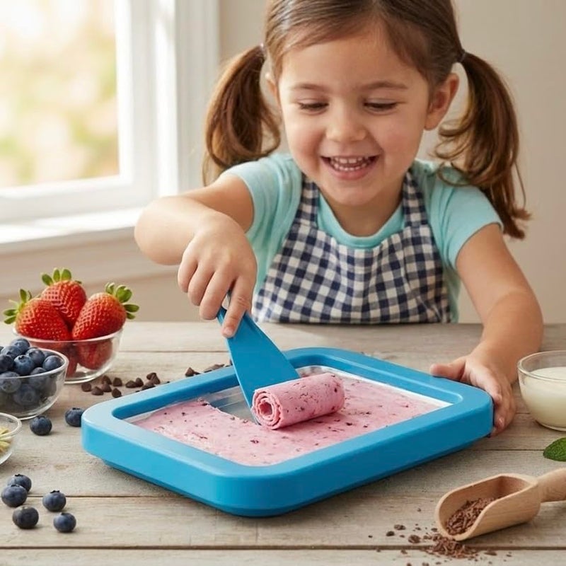 Laveant Ice Cream Roll Maker Rolled Ice Cream Machine, Sweet Spot Pan, Instant Cold Plate, Ideal for Making Rolled Ice Cream Soft Serve Slushies Frozen Yogurt Sorbet and Gelato (Summer Blue) - Image 2