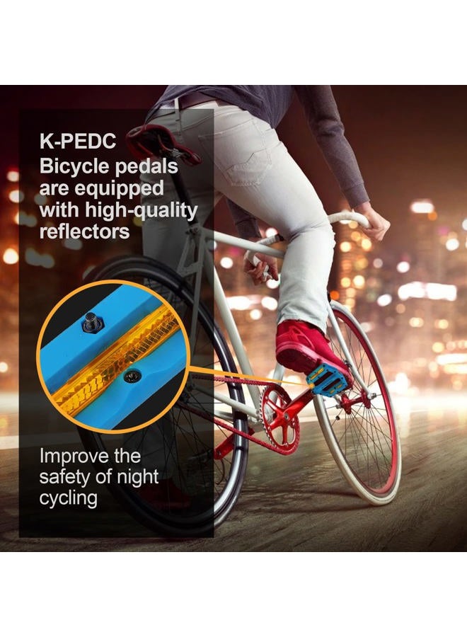 K PEDC Nylon Fiber Bicycle Platform Pedals, Universal 9/16-inch, Reflective Strips for BMX, MTB (Black) - Image 5