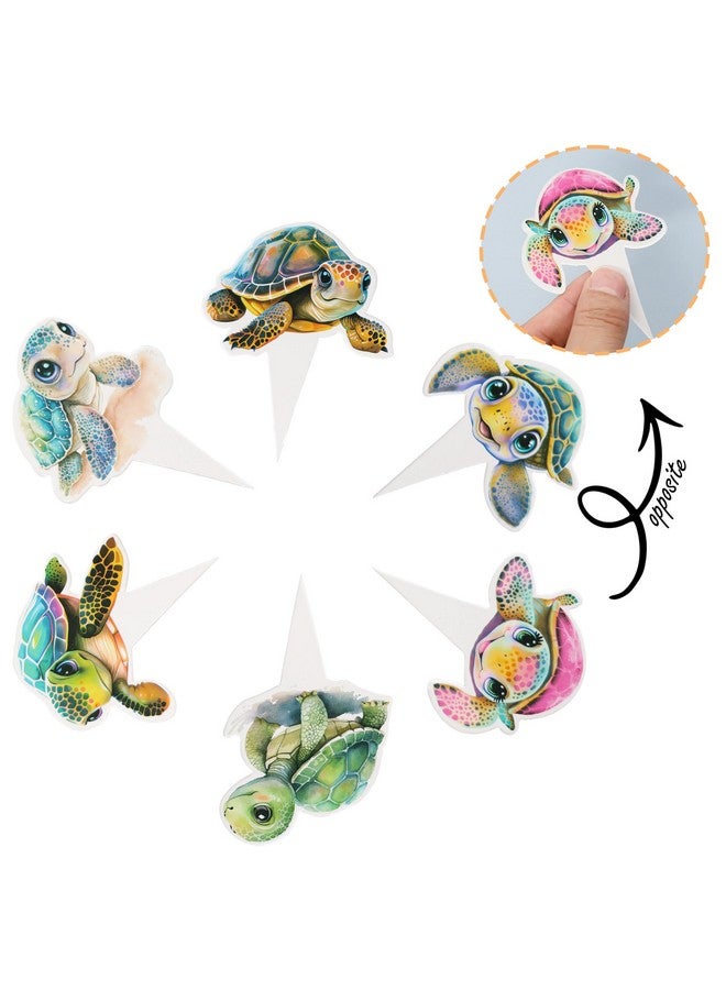 ايفلين 36 قطعة من زينة كب كيك السلاحف البحرية لحفلات استقبال المولود الجديد، زينة كعك حفلات أعياد الميلاد للأطفال، مستلزمات تزيين الكعك - Image 3