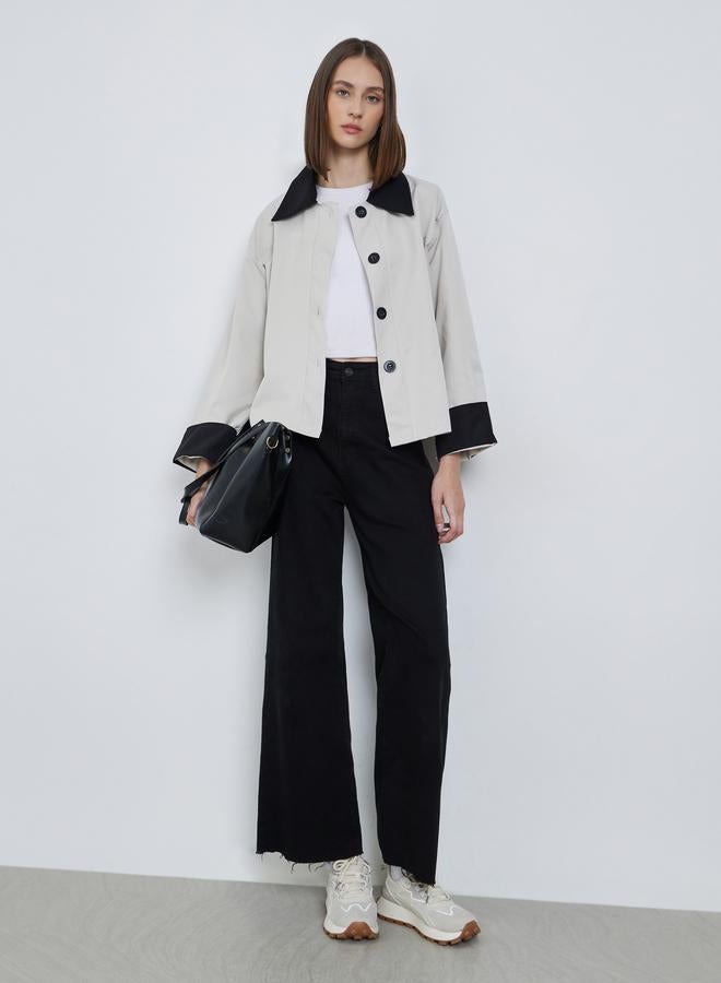 Styli Grey Regular Fit Jacket with Contrast Collar - Image 2