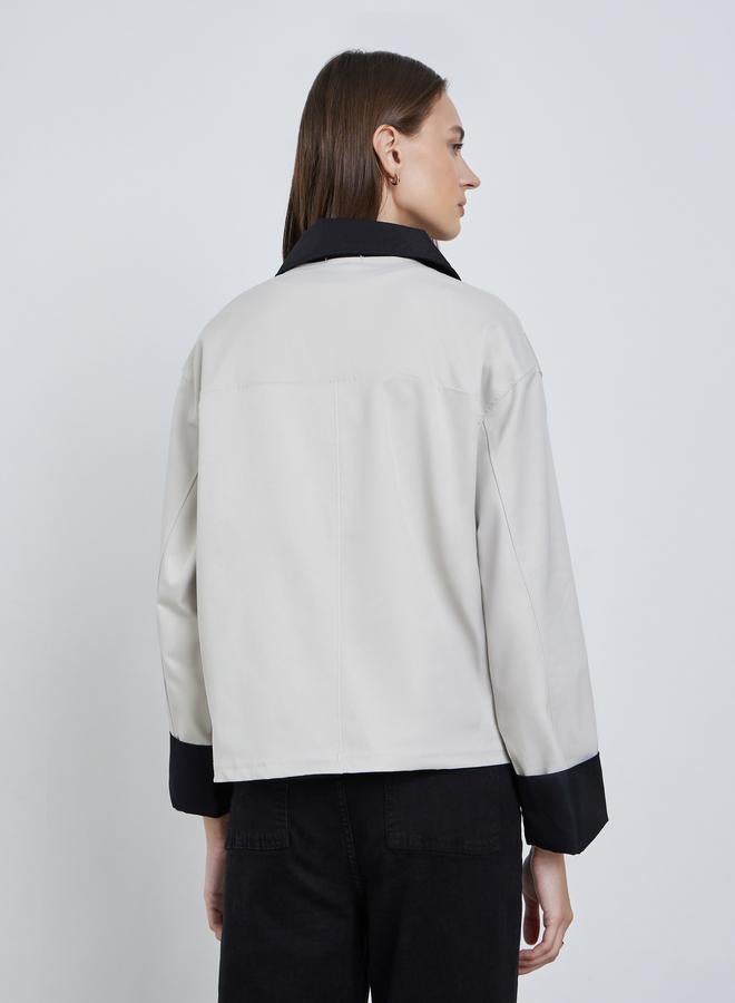 Styli Grey Regular Fit Jacket with Contrast Collar - Image 5