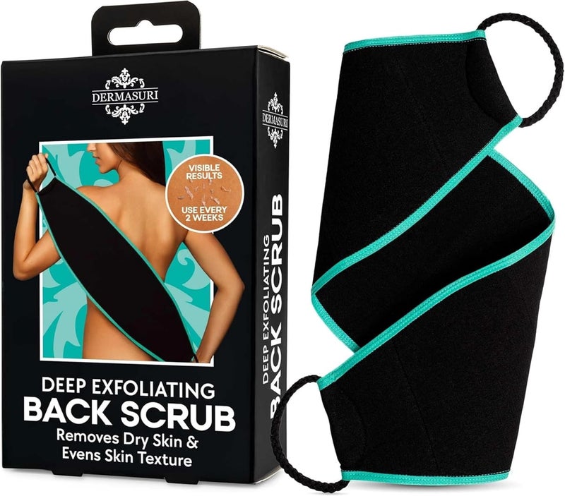 dermasuri Deep Exfoliating Back Scrubber -Bath & Shower Back Scrub - Body Exfoliator Scrub Tool - Skin Care for Women & Men - Exfoliation Body Scrubber for Shower 27 Inches Long, 8 Inches Wide - Image 1