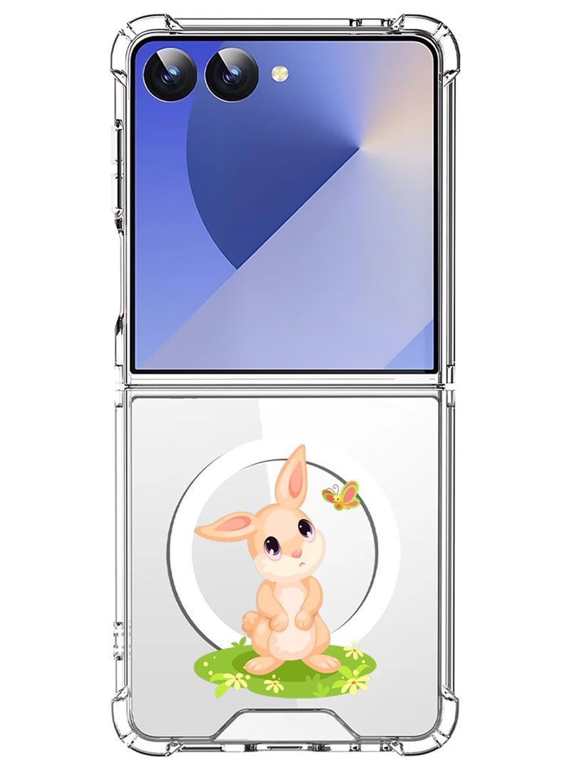 Theodor Magnetic Case for Samsung Galaxy Z Flip 7 Compatible with MagSafe Wireless Charging, Shockproof Phone Bumper Cover sad rabbit - Image 1