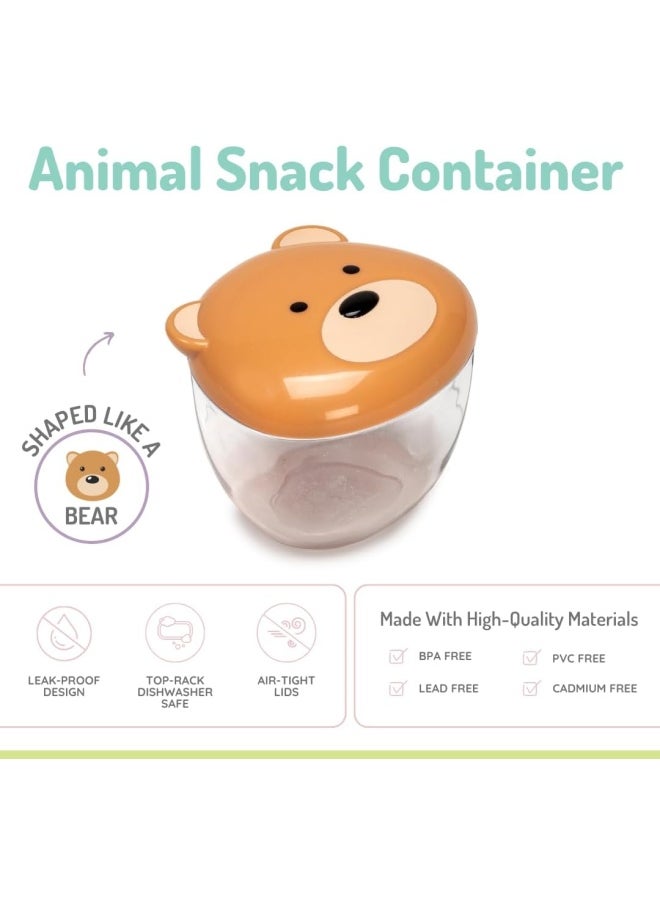 melii - Animal Snack Containers - Adorable, Airtight, and Leakproof Designs for Kids - BPA Free, Easy Clean, Perfect for On the Go Snacking and Lunch Boxes - Brown - Image 1
