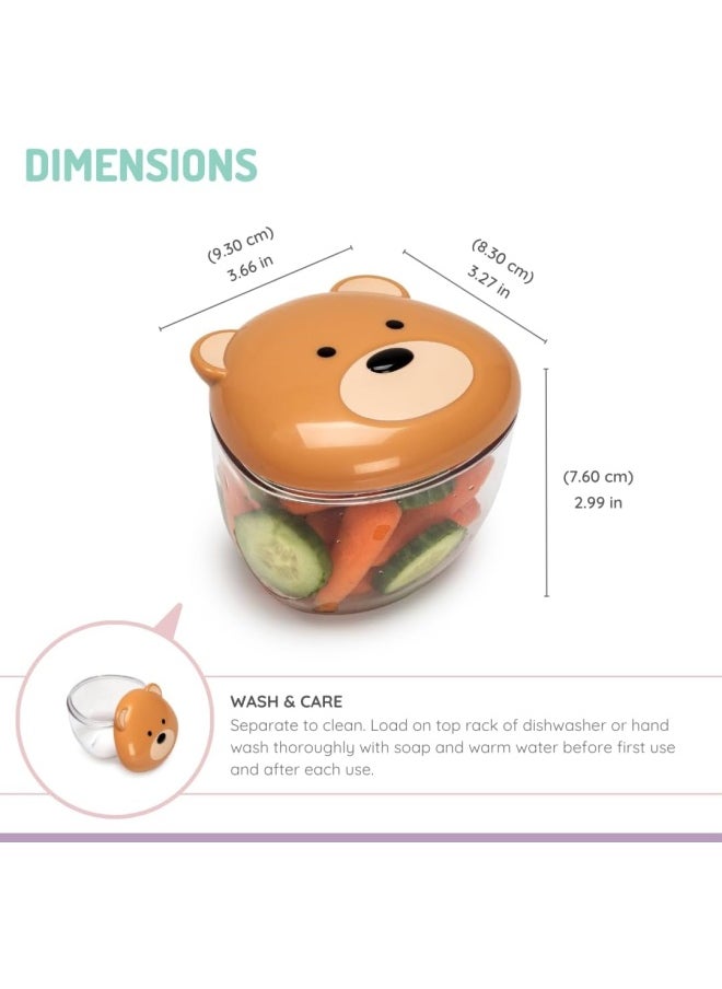 melii - Animal Snack Containers - Adorable, Airtight, and Leakproof Designs for Kids - BPA Free, Easy Clean, Perfect for On the Go Snacking and Lunch Boxes - Brown - Image 1
