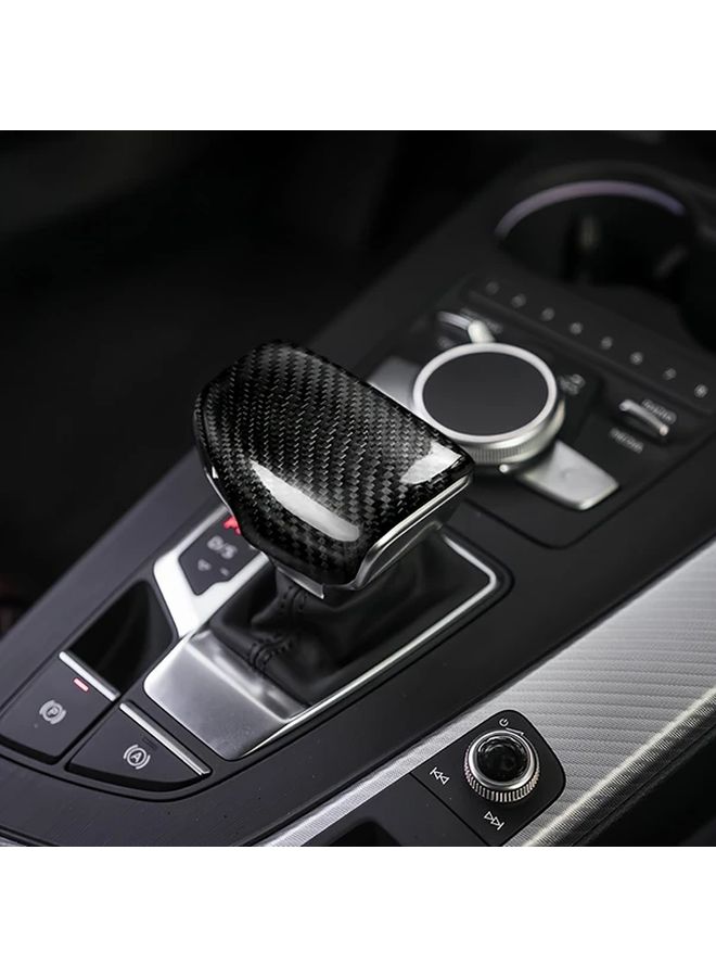 Carbon Fiber Gear Shift Knob Cover Compatible With Audi A4 B9 A5 Q5 FY Q7 Sleek Black Textured Design With Red Accents Durable Plastic Construction Perfect Fit For Enhanced Interior Upgrade Vehicle Interior Aesthetic Upgrade Durable Plastic Shift Knob Cover - Image 4