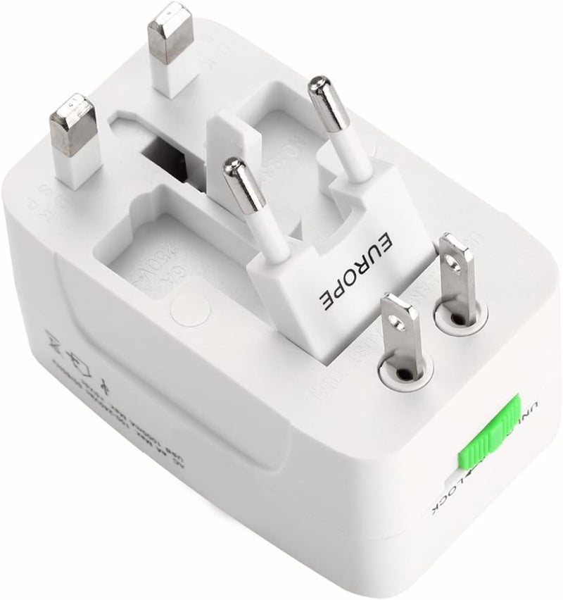 Generic Travel Adapter Plug, AC Plug, AC Outlet, White - Image 1