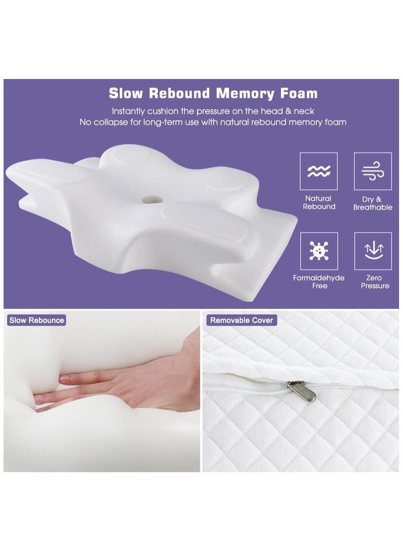 Generic - Butterfly Shape Cervical Pillow for Shoulder and Neck Pain Relief, Memory Foam Neck Pillow, Ergonomic Orthopedic Neck Support Pillow for Side Back Stomach Sleeping with Washable Cover (Grey) - Image 1