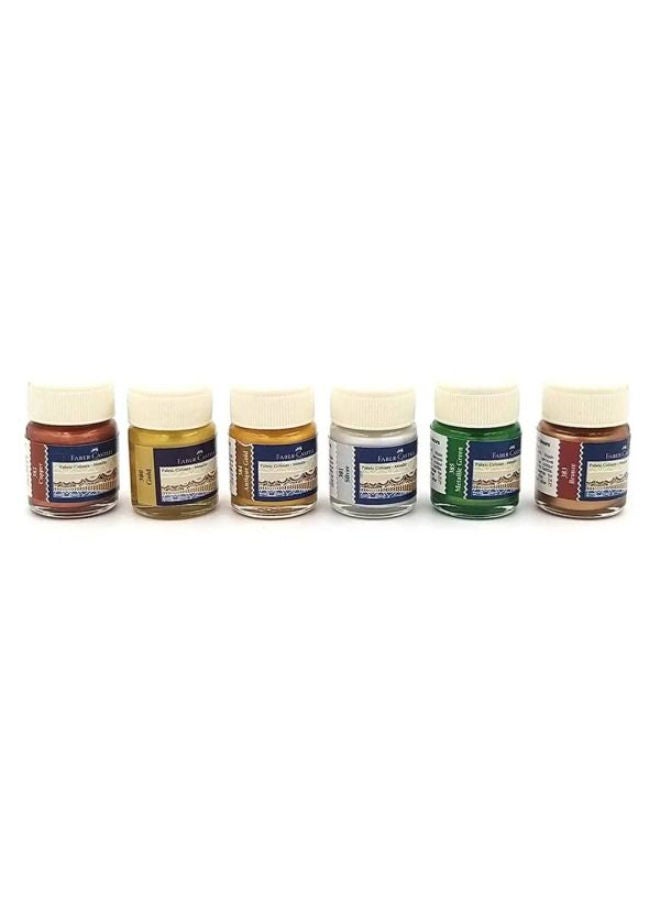 FABER-CASTELL Fabric Metallic Colours Set 10Ml 6 Colors Plastic Box - Image 2