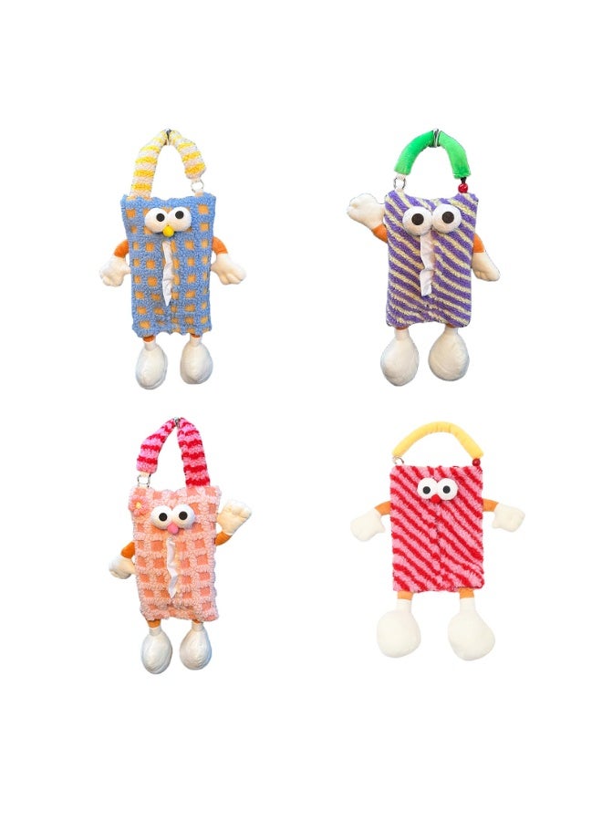 كيلا حامل أنسجة سيارة كرتوني، صندوق أنسجة وحشي صغير لطيف للمقعد الخلفي للسيارة، منظم حامل الأنسجة المعلق (أرجواني) - Image 2