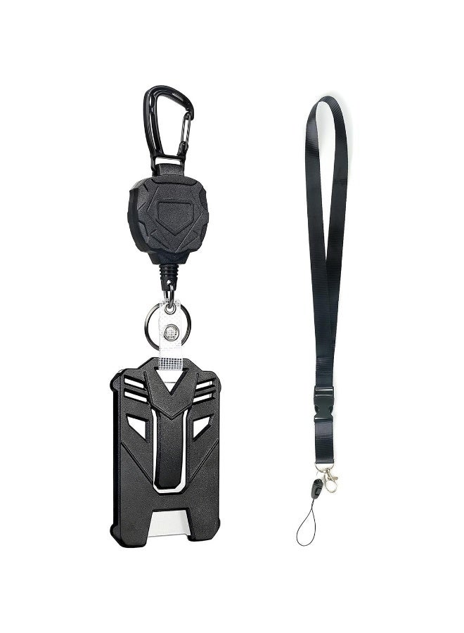 ID Card Holder for Office,Retractable ID Card Pulley with Keychain and ID Card Cover,Anti-Lost Heavy-Duty Keychain with 80 CM Retractable - Image 1
