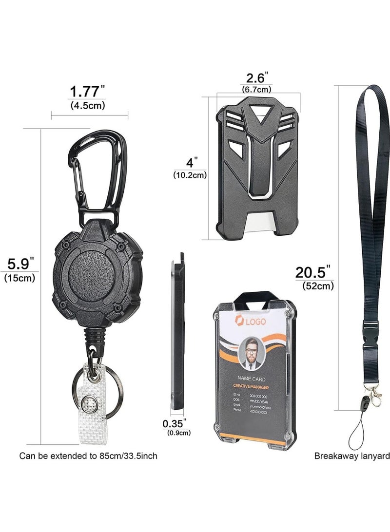 ID Card Holder for Office,Retractable ID Card Pulley with Keychain and ID Card Cover,Anti-Lost Heavy-Duty Keychain with 80 CM Retractable - Image 2