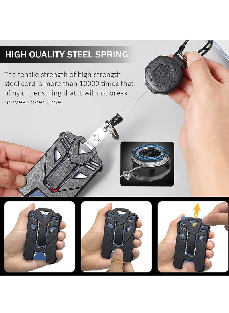 ID Card Holder for Office,Retractable ID Card Pulley with Keychain and ID Card Cover,Anti-Lost Heavy-Duty Keychain with 80 CM Retractable - Image 3
