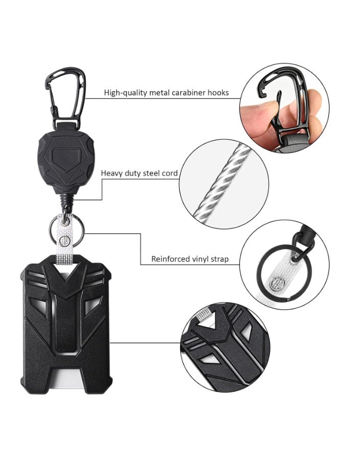 ID Card Holder for Office,Retractable ID Card Pulley with Keychain and ID Card Cover,Anti-Lost Heavy-Duty Keychain with 80 CM Retractable - Image 4