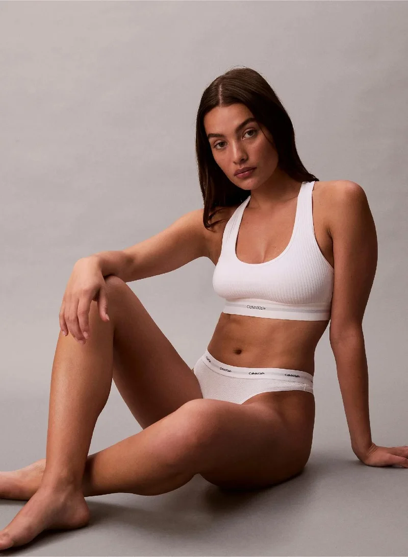 Calvin Klein white Thong - Cotton Stretch Rib for Women | Best Price UAE