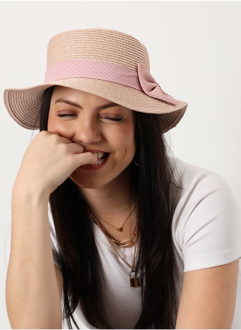 Haute Sauce Beige Textured Scarf Sun Hat  - Image 2