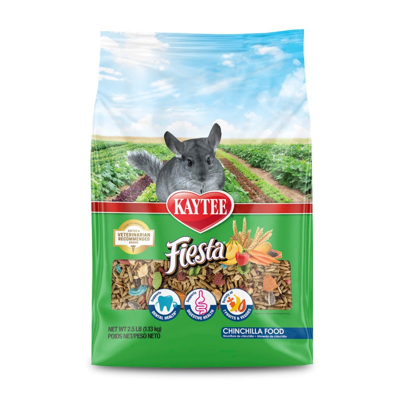 Kaytee Fiesta Chinchilla Food, Nutritious and Fun Blend, Supports Dental Health and Digestion, 2.5 pounds - Image 1