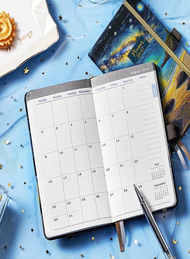Pinchoco Pocket Calendar 2026--2027 - Pocket Planner 2026-2027 for Purse, Jul 2026 - Jun 2027, 6.4''×3.8'', 2026 2027 Planner Weekly and Monthly with Pen Loop, Back Pocket, Elastic Closure, Note Pages - Mountain and Sea - Image 2