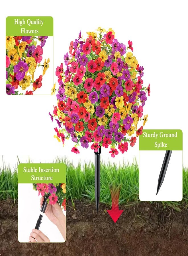 KHOYIME Artificial Topiary Ball Flowers for Outdoors, 2 Pack UV Resistant Faux Silk Flower with Ground Spike Realistic Fake Shrubs Bushes Plant Spring Indoor Planter Porch Patio Yard Garden Home Decor - Image 4