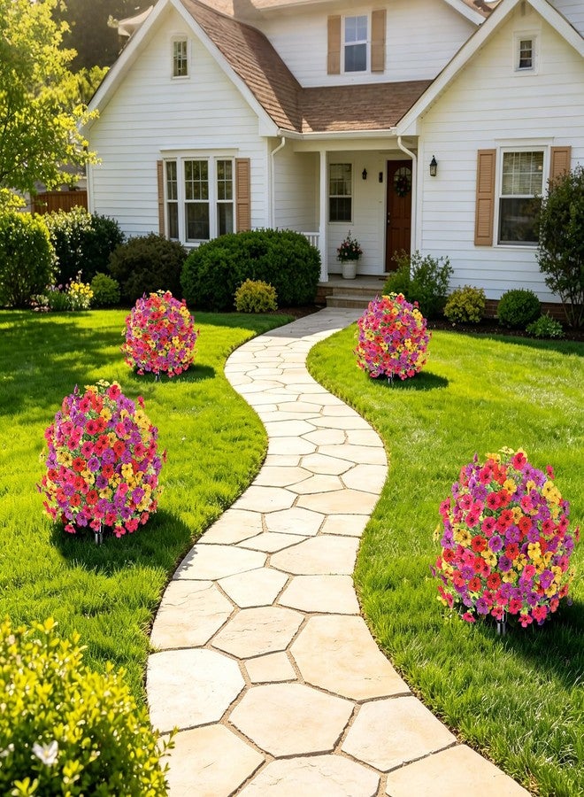 KHOYIME Artificial Topiary Ball Flowers for Outdoors, 2 Pack UV Resistant Faux Silk Flower with Ground Spike Realistic Fake Shrubs Bushes Plant Spring Indoor Planter Porch Patio Yard Garden Home Decor - Image 3