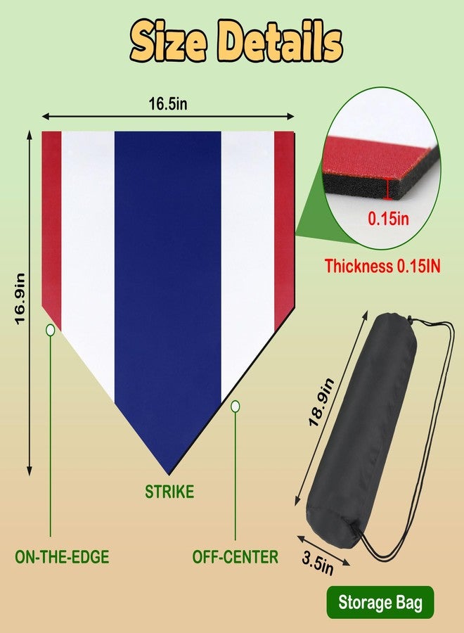 NVAAV Baseball & Softball Home Plate, 17 Inch Tri-Color Non-Slip Mat for Pitching & Hitting Practice, Portable Indoor Outdoor Pitchers Plate, Baseball Home Plate with Training Strike Zones & Carry Bag - Image 2