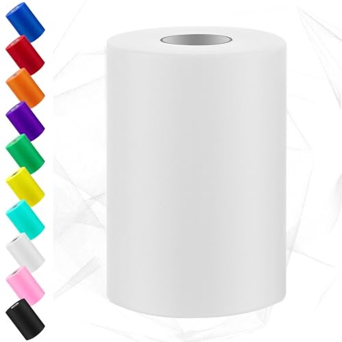 Swpeet 6 Inch by 100 Yards Tulle Fabric Roll Fabric Spool Tulle Ribbon Netting Polyester Spool Ideal for DIY Handmade Birthday Party Wedding - Image 1