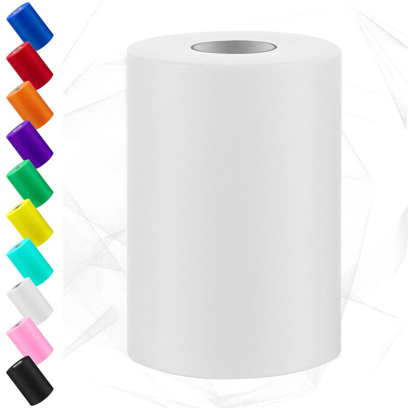 Swpeet 6 Inch by 100 Yards Tulle Fabric Roll Fabric Spool Tulle Ribbon Netting Polyester Spool Ideal for DIY Handmade Birthday Party Wedding - Image 2