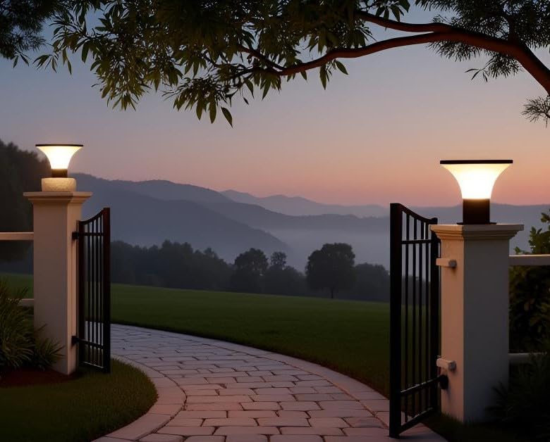 Lyse Decor Gate Lights for Outdoor Waterproof, Gate Lamps for Main Gate, Pillar Light, Farmhouse Boundry Light and Decorative Outdoor Lamp (GL55, Pack of 2) - Image 2