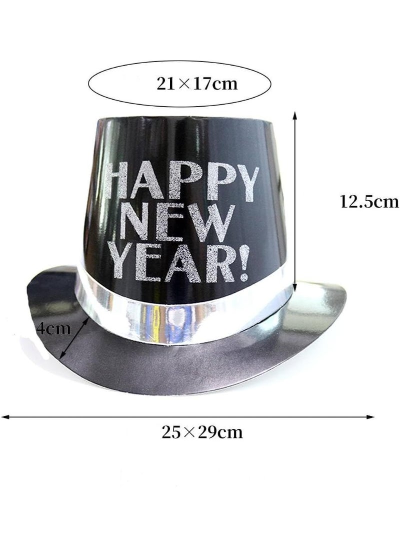 ThePartyPopper Pack of 2 Happy New Year Party Hat for Adults & Kids – Silver & Gold New Year’s Eve Top Hat, NYE Celebration Accessory, Festive Party Costume Decoration - Image 4