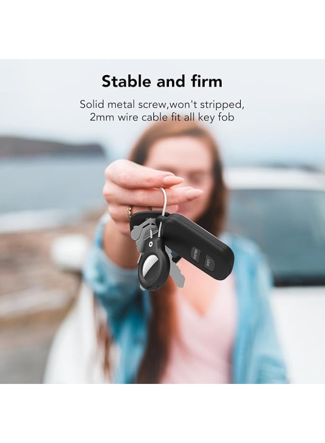 Air Tag Holder - (4 Pack) Air tag Lock Keychain with Wire Cable Compatible with Apple AirTag,Ultra Durable Anti-Lost Protective Case with Keyring for Luggage, Key, Backpack, Pet, Bag, (2*Black,2*Blue) - Image 3
