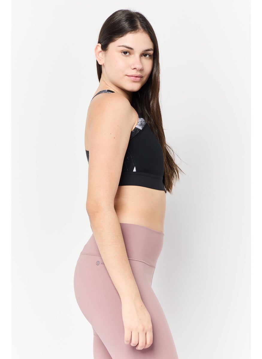 Reebok Women Brand Logo Padded Sports Bra, Black  - Image 3