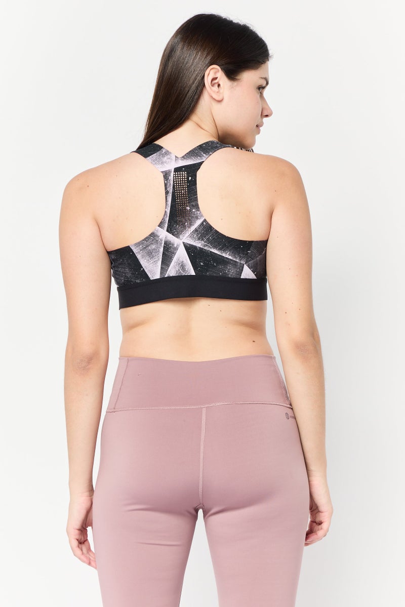 Reebok حمالة صدر رياضية مبطنة بشعار العلامة التجارية للنساء، سوداء - Image 4