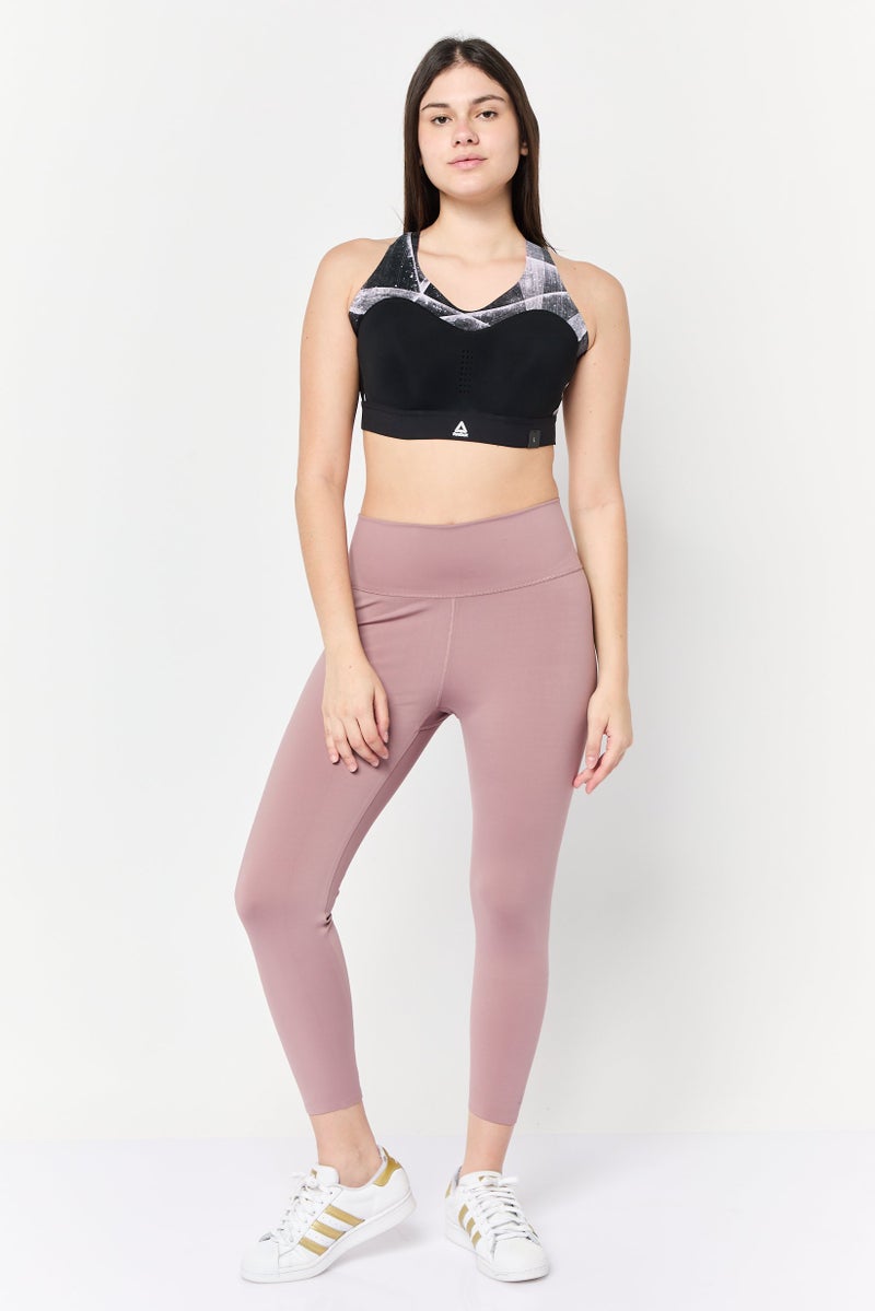 Reebok حمالة صدر رياضية مبطنة بشعار العلامة التجارية للنساء، سوداء - Image 2
