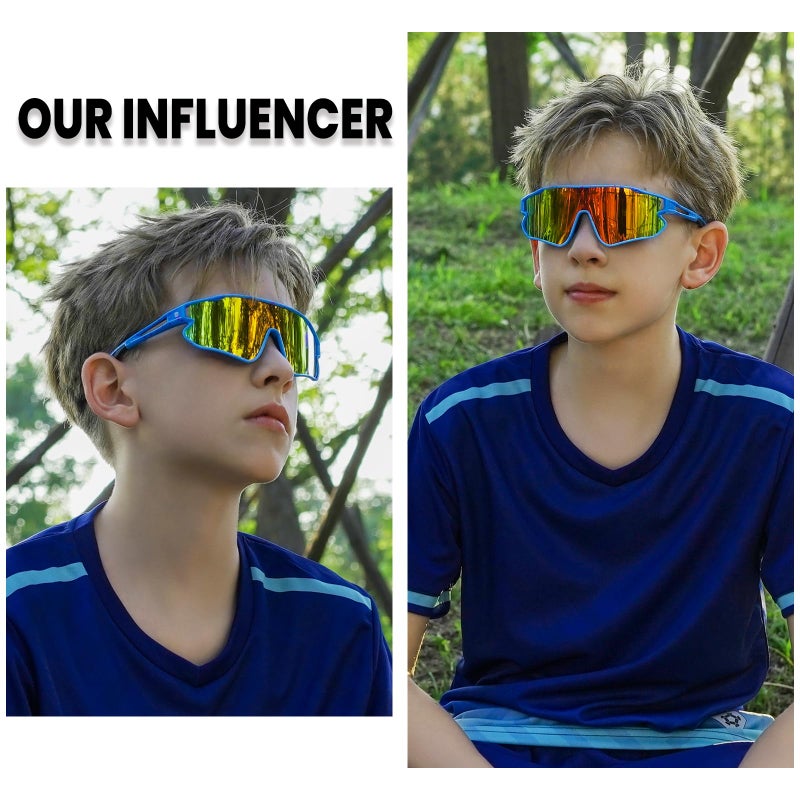DUCO Kids Sunglasses Youth Baseball Sun Glasses Lightweight TR90 Frame UV400 Sports Cycling Shades for Boys Girls DK268 - Image 2