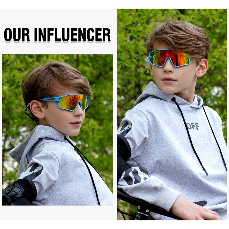 DUCO Kids Sunglasses Youth Baseball Sun Glasses Lightweight TR90 Frame UV400 Sports Cycling Shades for Boys Girls DK268 - Image 3